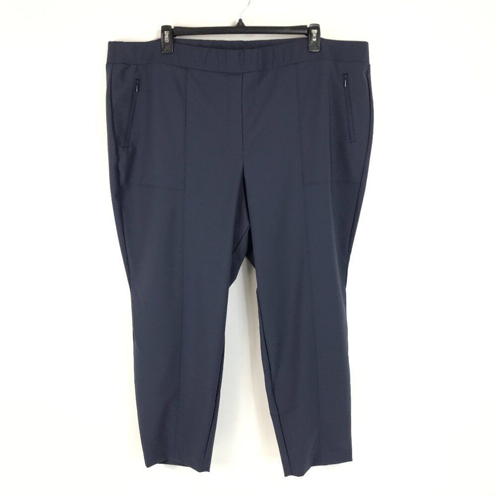 Lane Bryant On-The-Go Slim Ankle Pants Women's Plus Size 28 Blue Stretch Casual